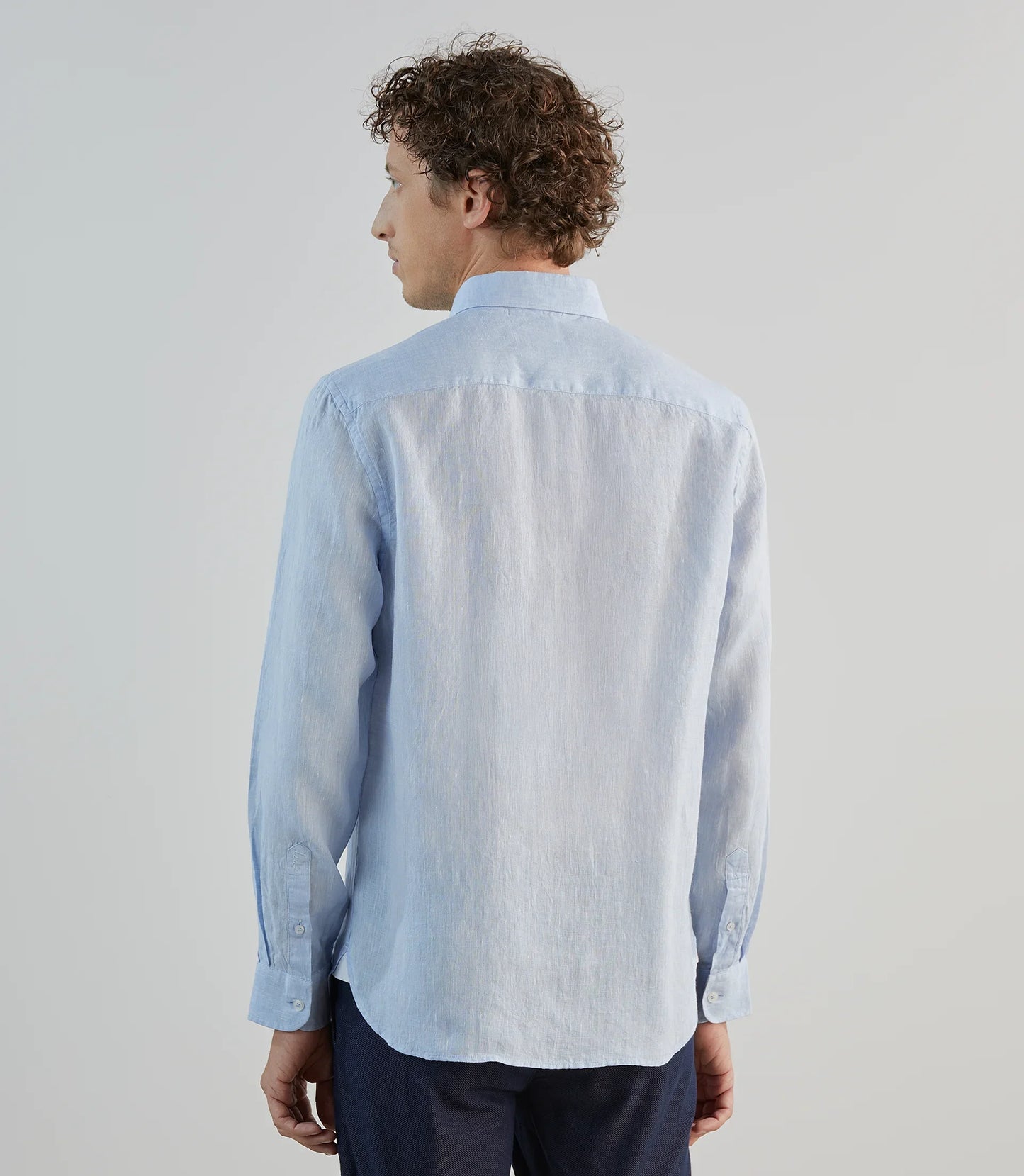 Chemise homme unie en lin bleu ciel