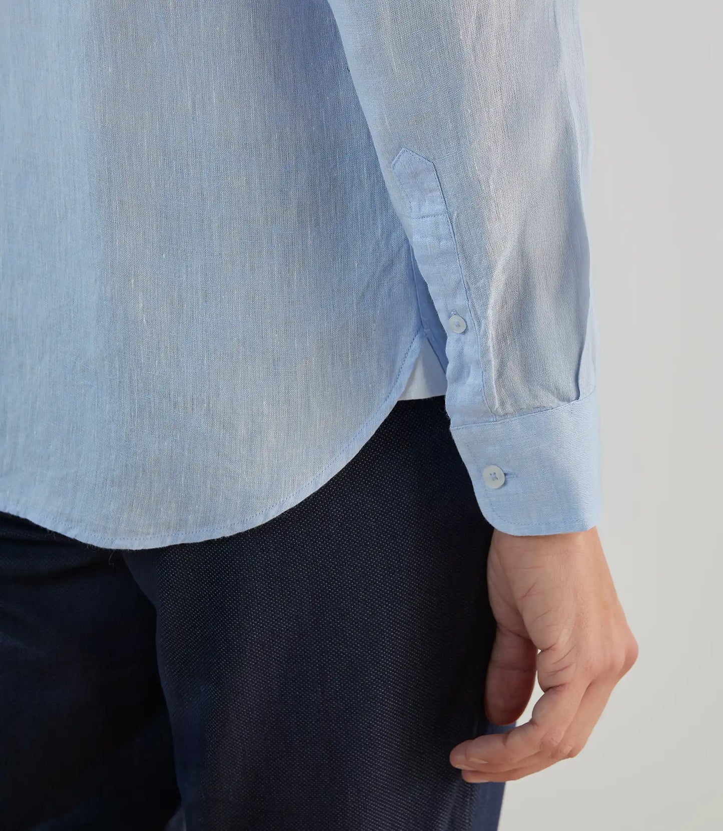 Chemise homme unie en lin bleu ciel