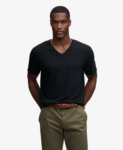T-shirt homme col v en coton biologique et lin