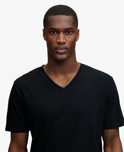 T-shirt homme col v en coton biologique et lin