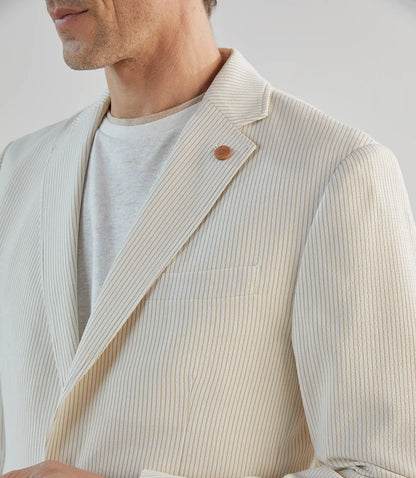 Veste homme de ville seersucker beige izac