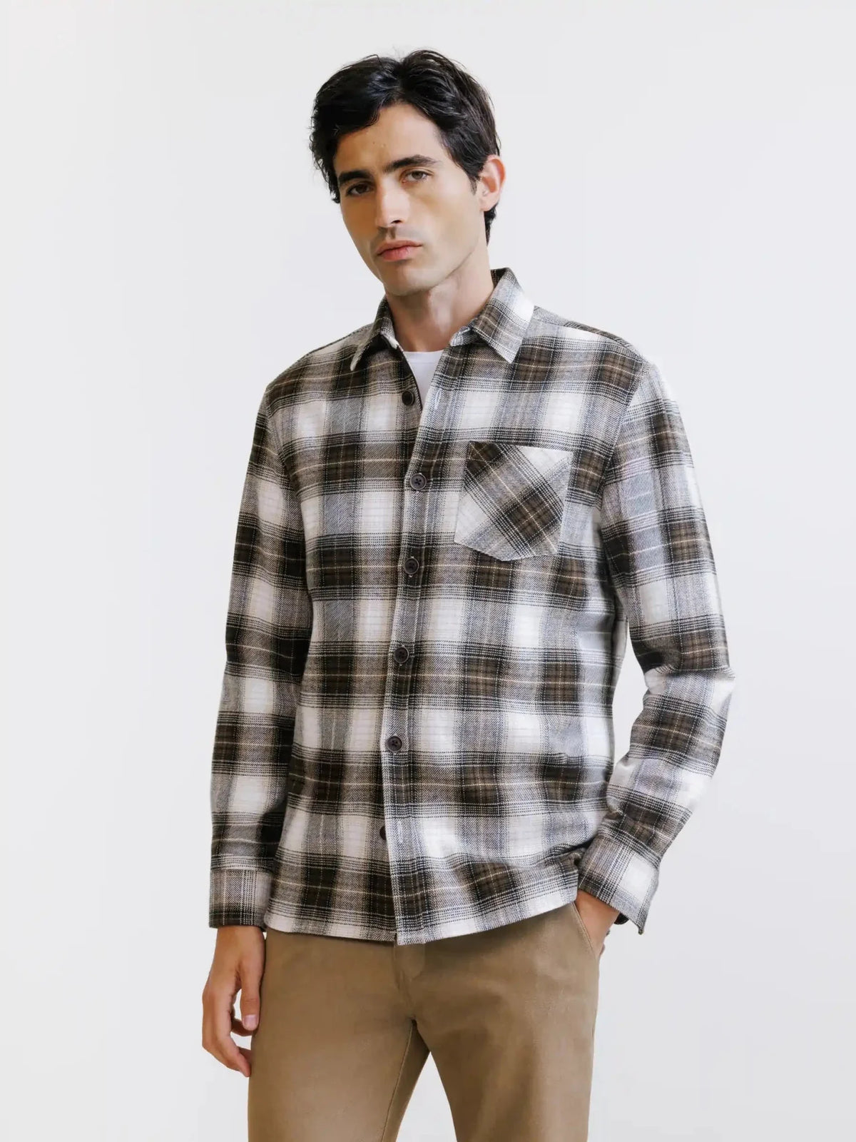 Chemise à carreaux marron
