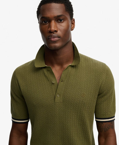Polo Homme Tricot Texturé Superdry  Coton Bio