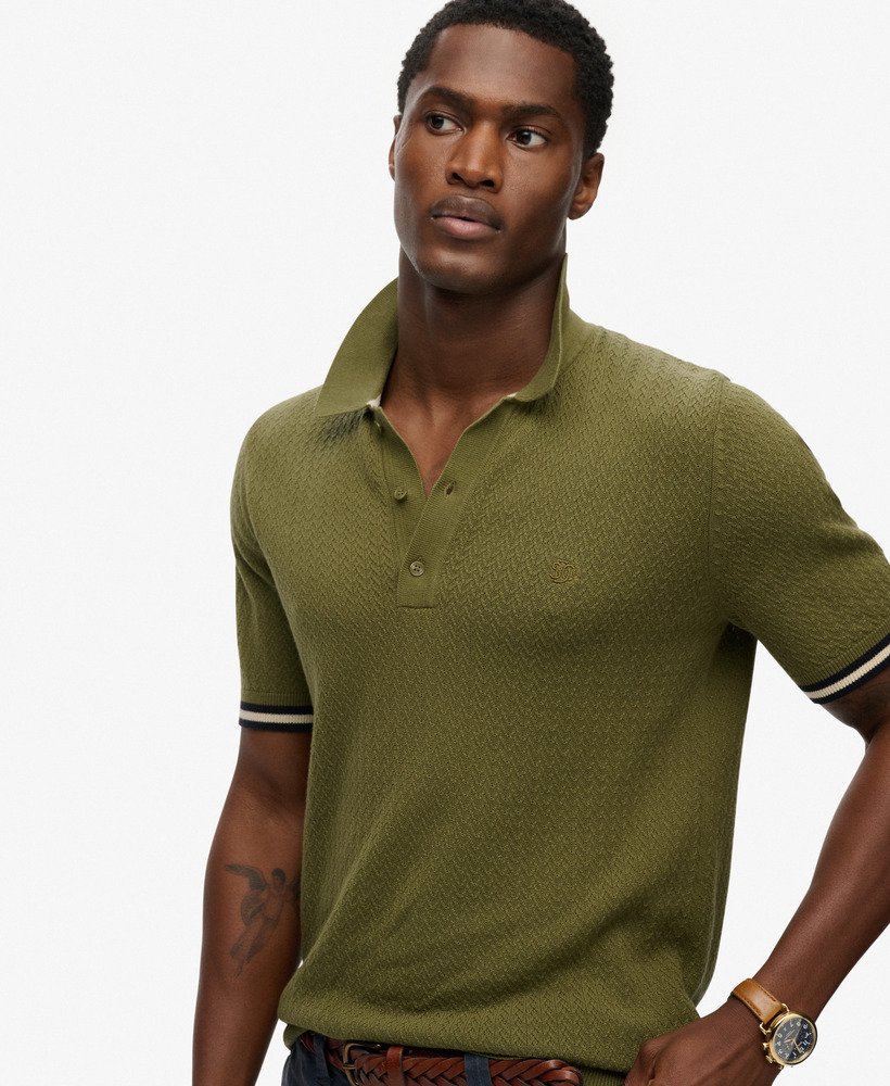 Polo Homme Tricot Texturé Superdry  Coton Bio