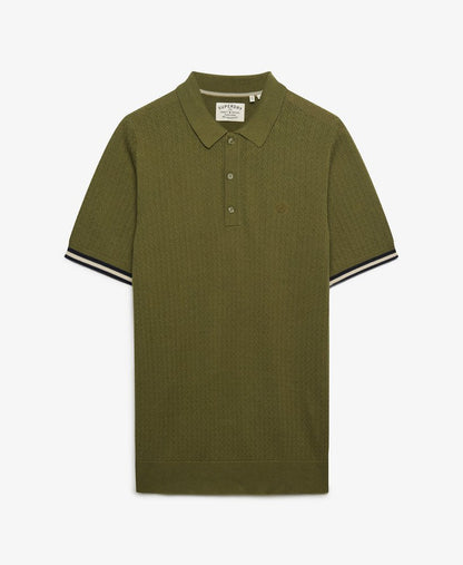 Polo Homme Tricot Texturé Superdry  Coton Bio