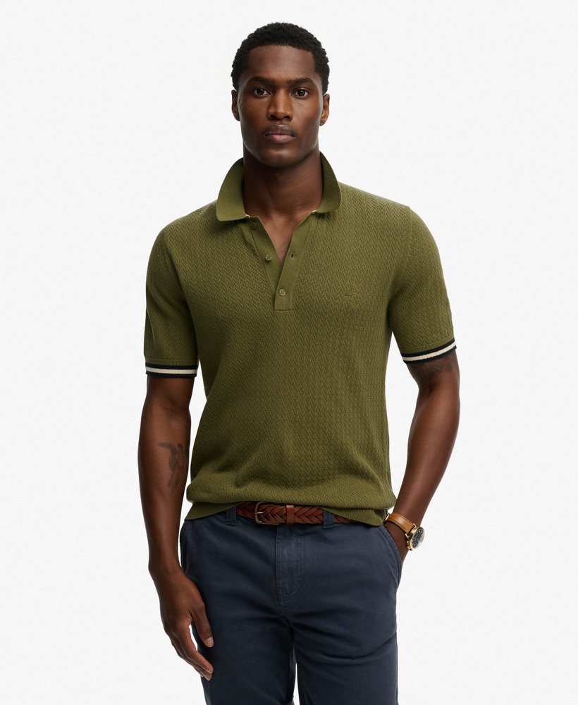 Polo Homme Tricot Texturé Superdry  Coton Bio