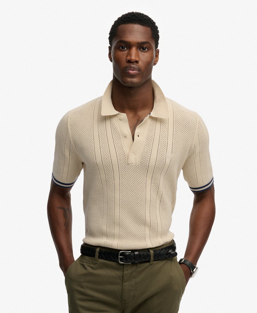Polo Homme Tricot Texturé Superdry  Coton Bio