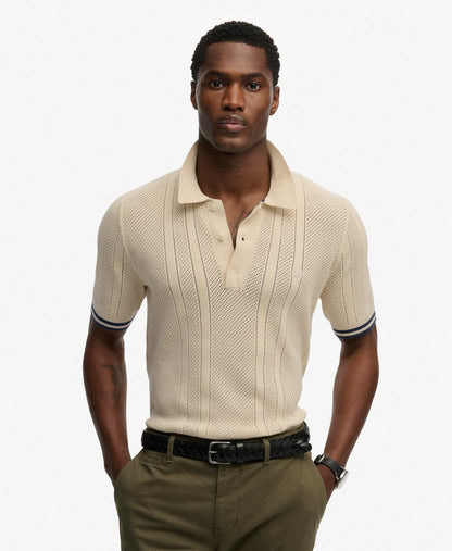 Polo Homme Tricot Texturé Superdry  Coton Bio
