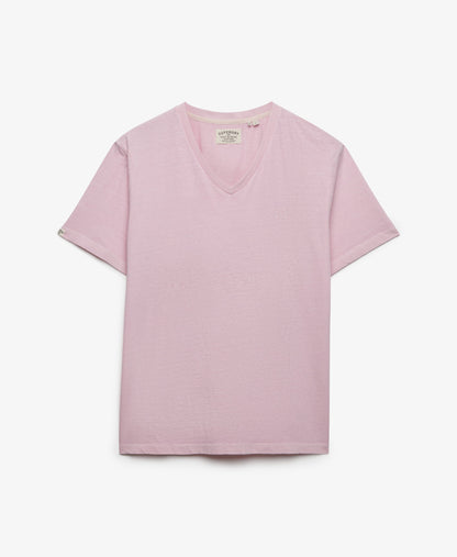 T-shirt homme col v en coton biologique et lin