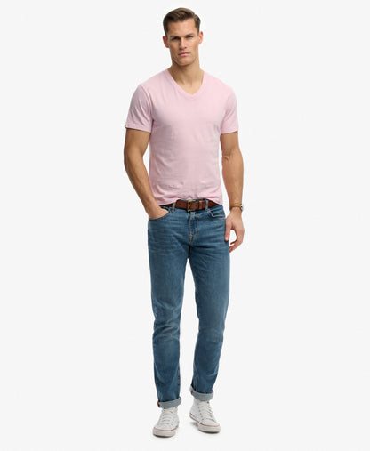 T-shirt homme col v en coton biologique et lin