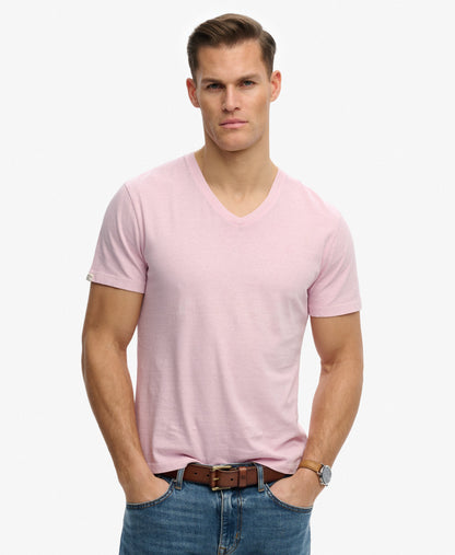 T-shirt homme col v en coton biologique et lin