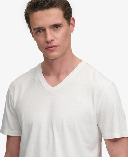 T-shirt homme col v en coton biologique et lin