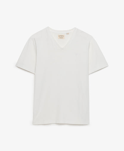 T-shirt homme col v en coton biologique et lin