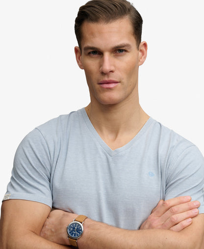 T-shirt homme col v en coton biologique et lin