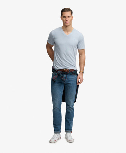 T-shirt homme col v en coton biologique et lin
