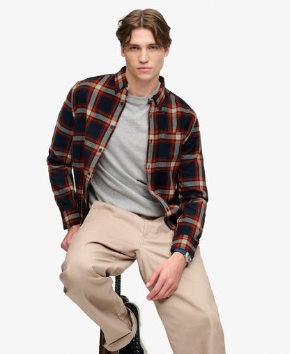Chemise de à carreaux bûcherie en coton à manches longues