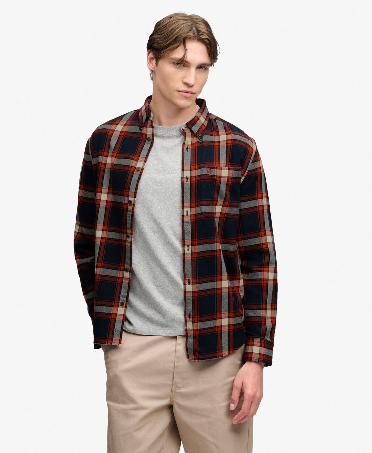 Chemise de à carreaux bûcherie en coton à manches longues