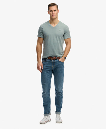 T-shirt homme col v en coton biologique et lin
