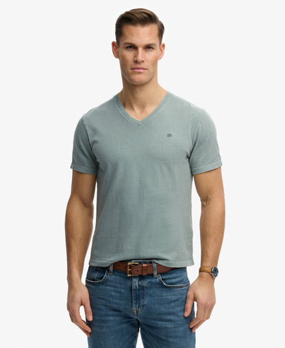 T-shirt homme col v en coton biologique et lin